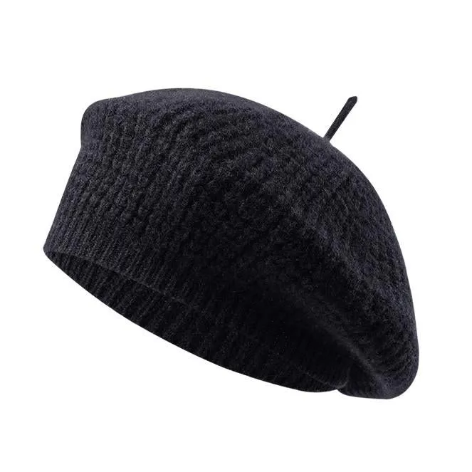 100% Cashmere Classic Knit Beret Hat