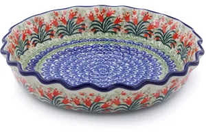 10" Fluted Pie Dish - Crimson Bells