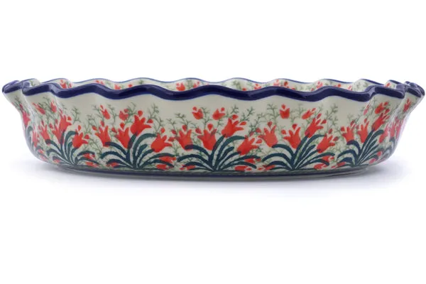 10" Fluted Pie Dish - Crimson Bells