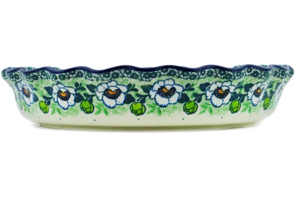 10" Fluted Pie Dish - Green Flora