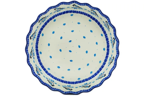 10" Fluted Pie Dish - Winter Sparrow