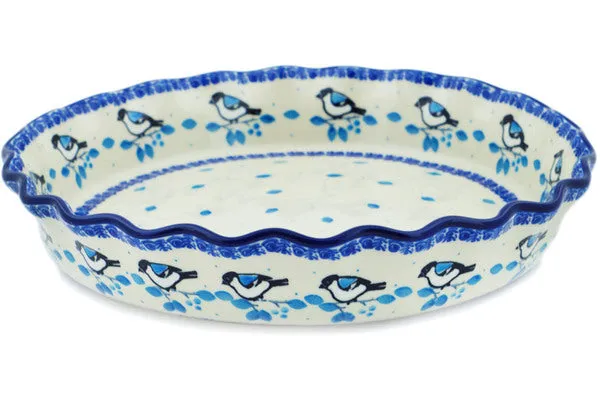 10" Fluted Pie Dish - Winter Sparrow