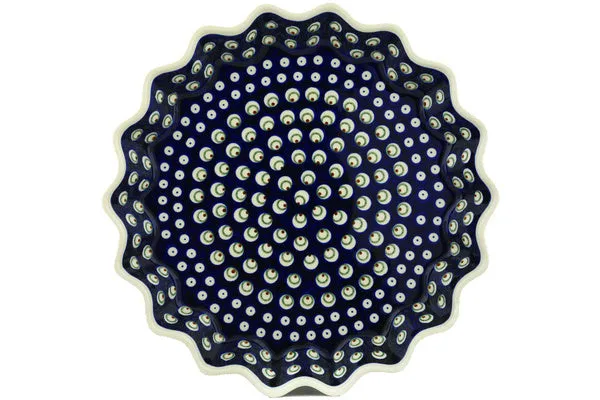 13" Fluted Pie Dish - Peacock Eyes