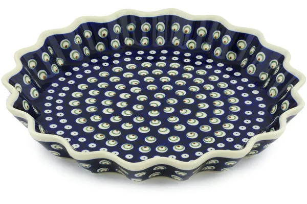 13" Fluted Pie Dish - Peacock Eyes