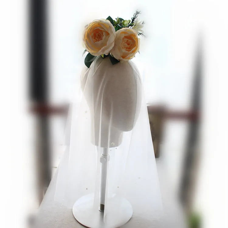 2-Layers Tulle Wedding Veil With Pearls V614xmj