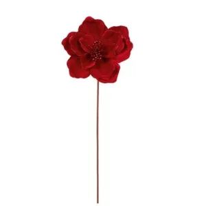 50cm Red Velvet Magnolia Stem