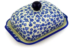 7" Butter Dish - Blue Confetti