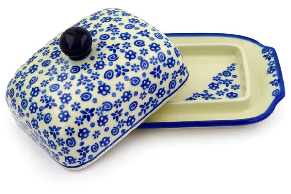 7" Butter Dish - Blue Confetti