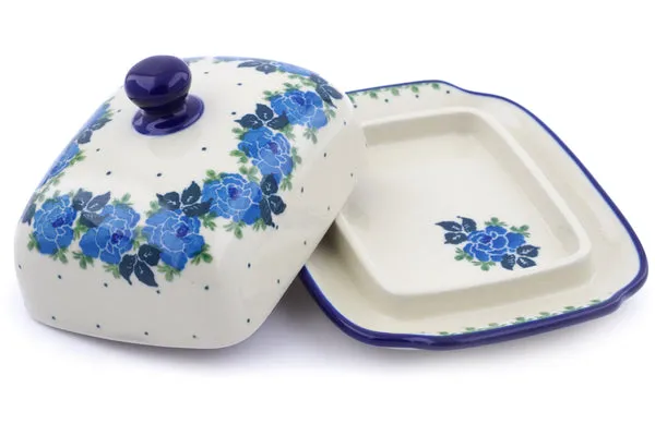 7" Butter Dish - Blue Rose