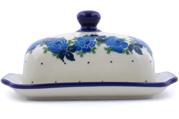 7" Butter Dish - Blue Rose