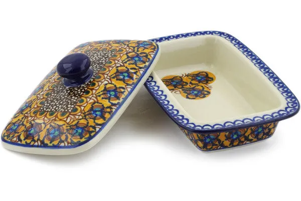 7" Butter Dish - Brown Mardi Gras