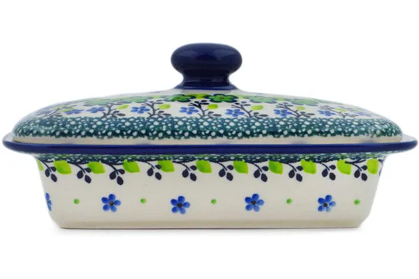 7" Butter Dish - Green Chrysanthemums