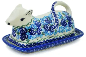 8" Butter Dish - Blue Kiss Blooms