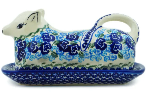 8" Butter Dish - Blue Kiss Blooms