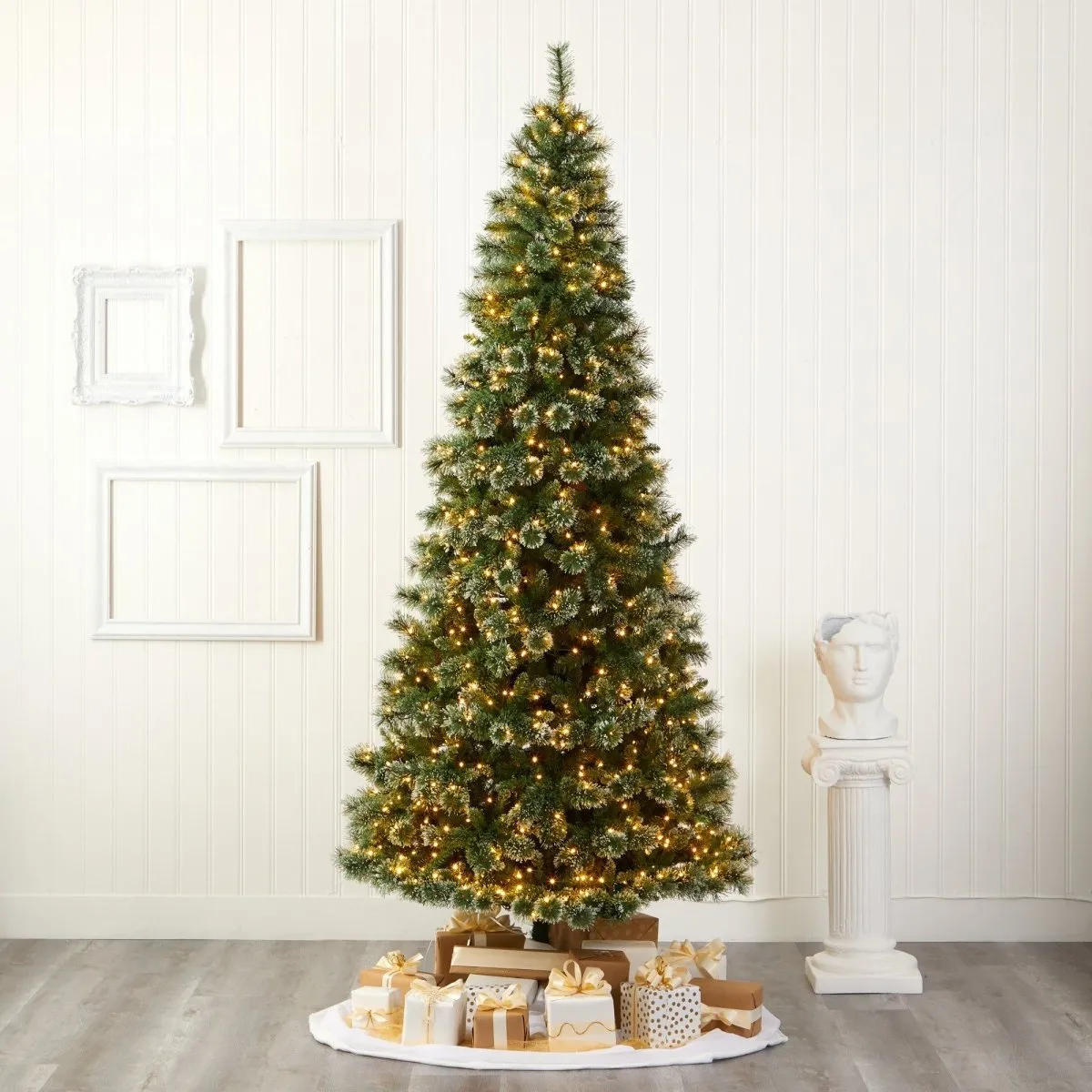 9’ Slim Snow Tip Pine Tree – A Tall, Festive Elegance for Any Space