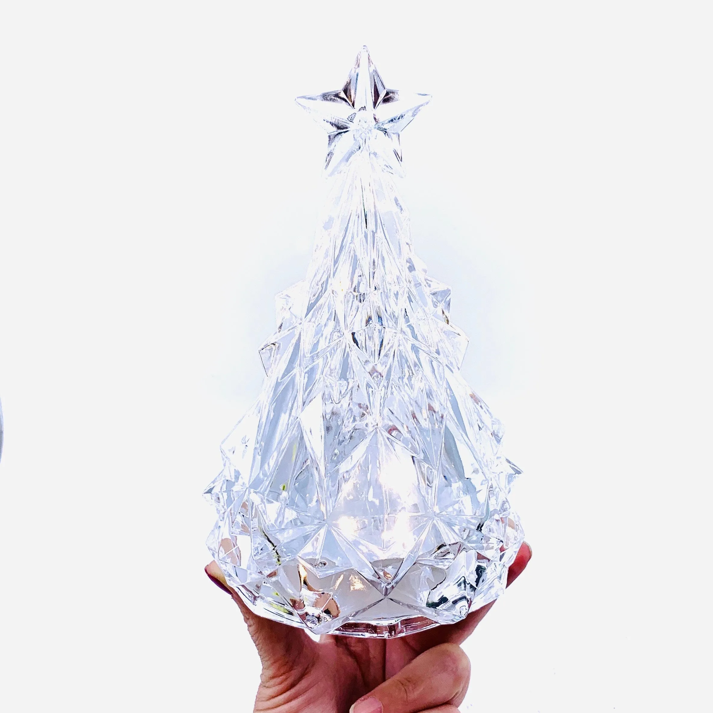 Acrylic Light-Up Crystal Cut Tree, Clear