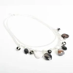 Adorne - Stone and Metal Short Layers Necklace