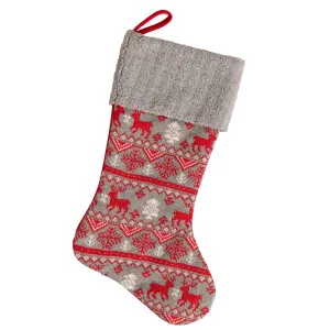 Belleek Living Grey Fairisle Stocking