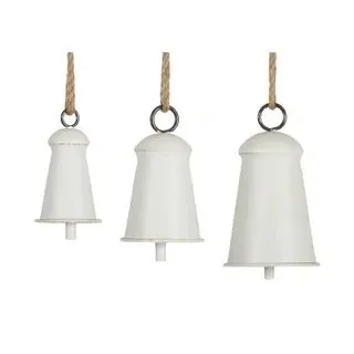 Bells set of 3 Metal White 20cm