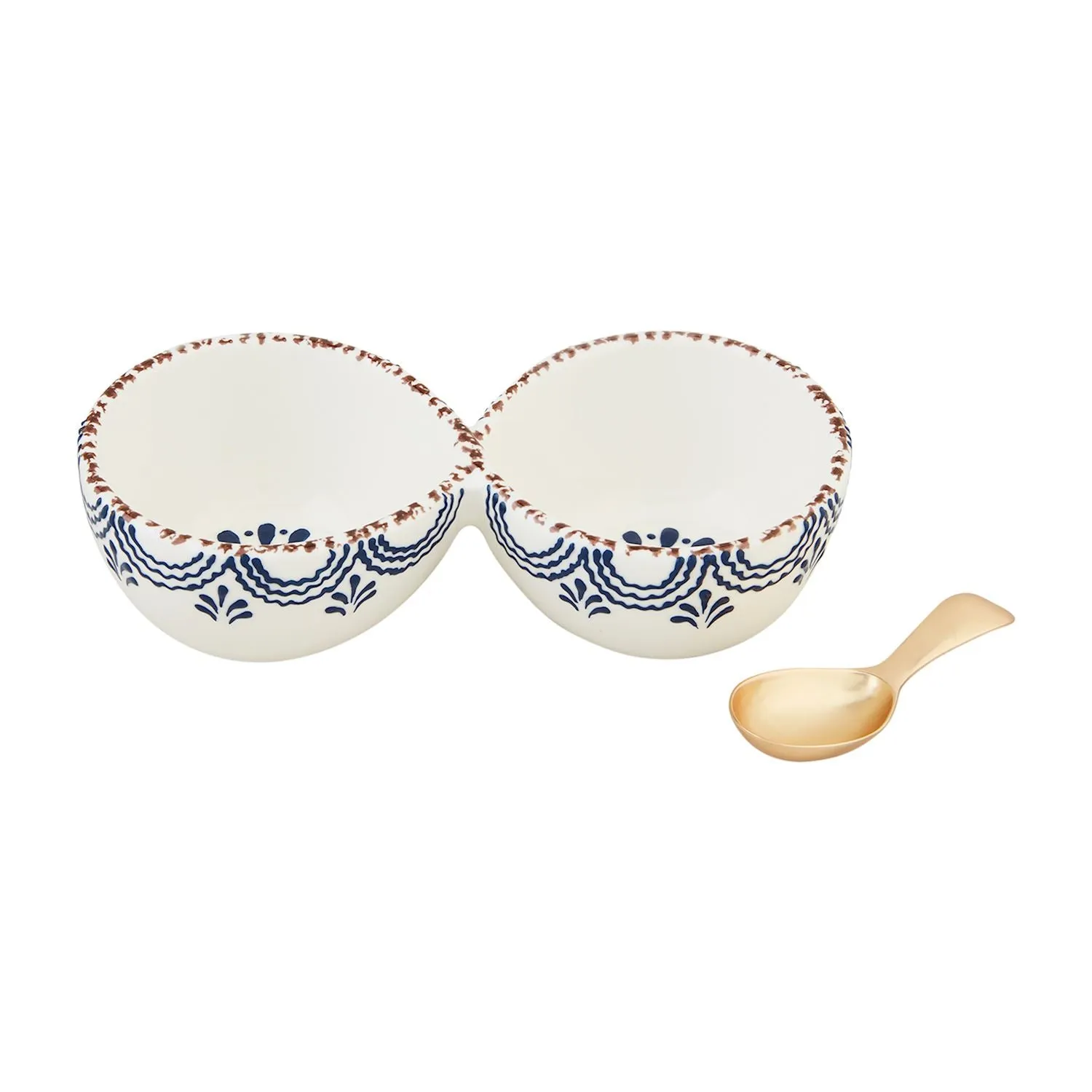 Blue Floral Double Tidbit Set