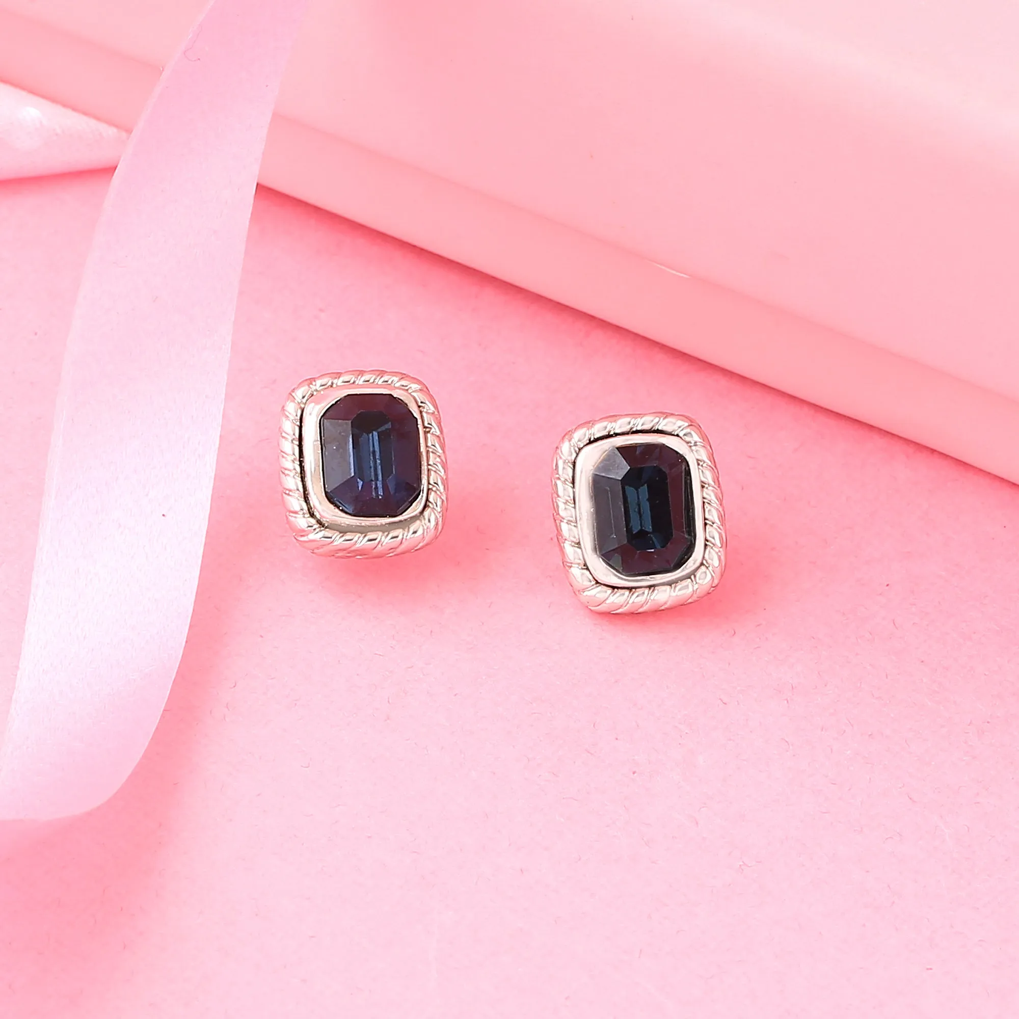 Blue Stone Stud Earrings