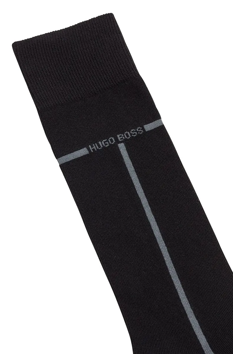 BOSS 2 Pack RS Logo Stripe Sock in Black