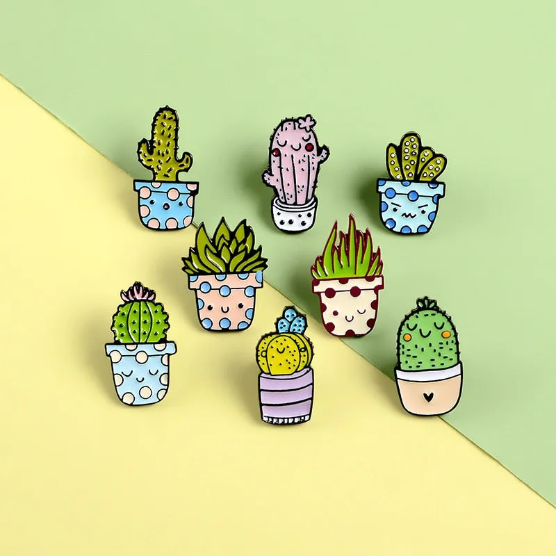 Cactus Enamel Pin Brooches