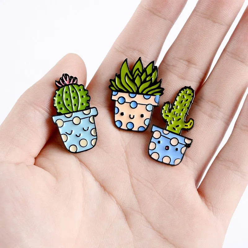 Cactus Enamel Pin Brooches