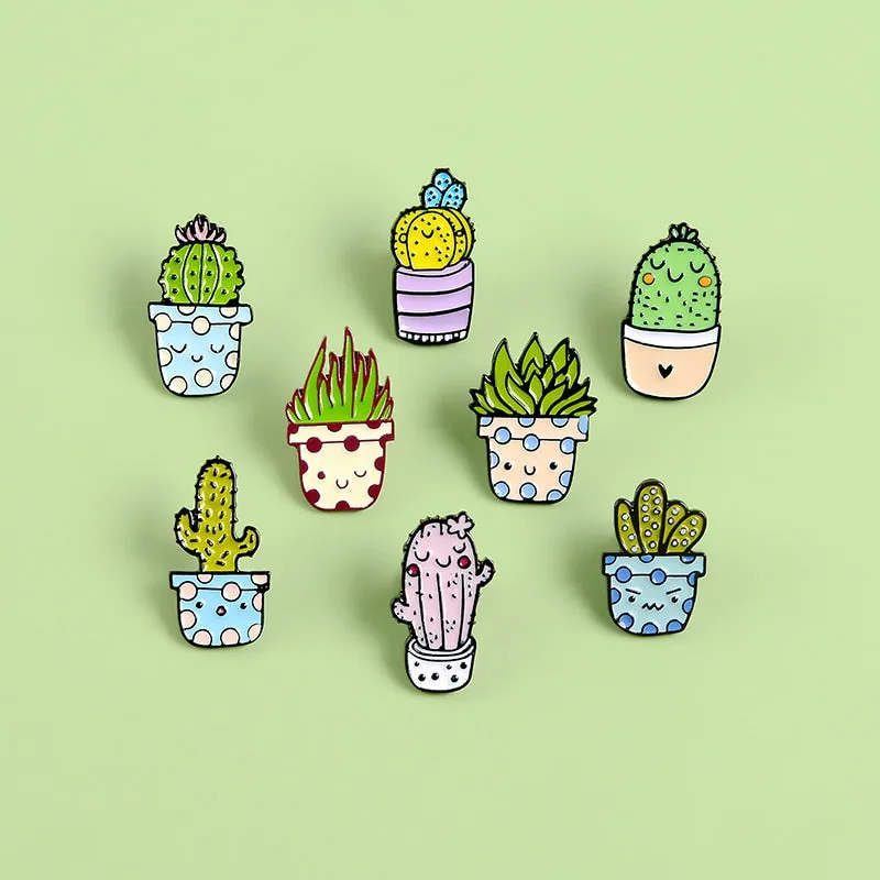 Cactus Enamel Pin Brooches