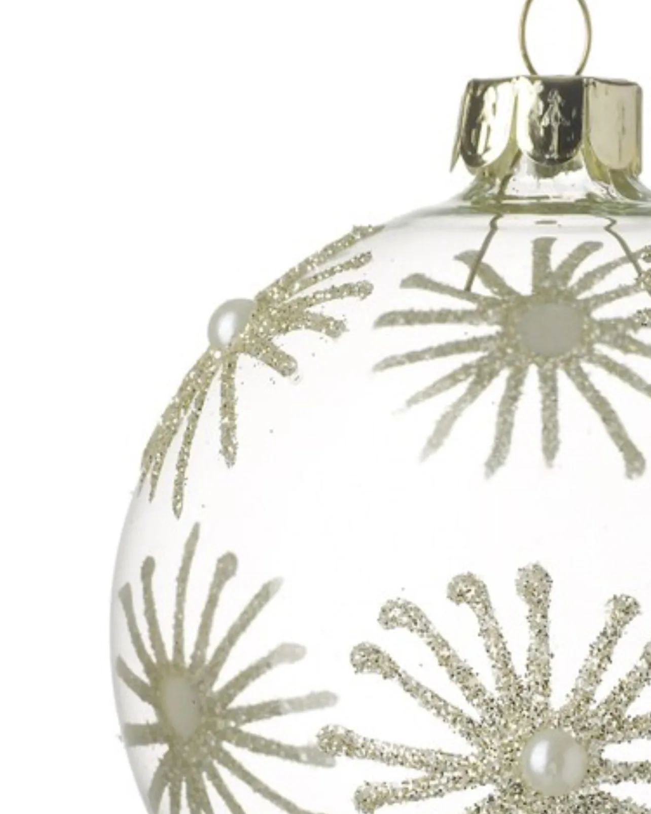 Clear Glass And Gold Snowflake Hanging Bauble