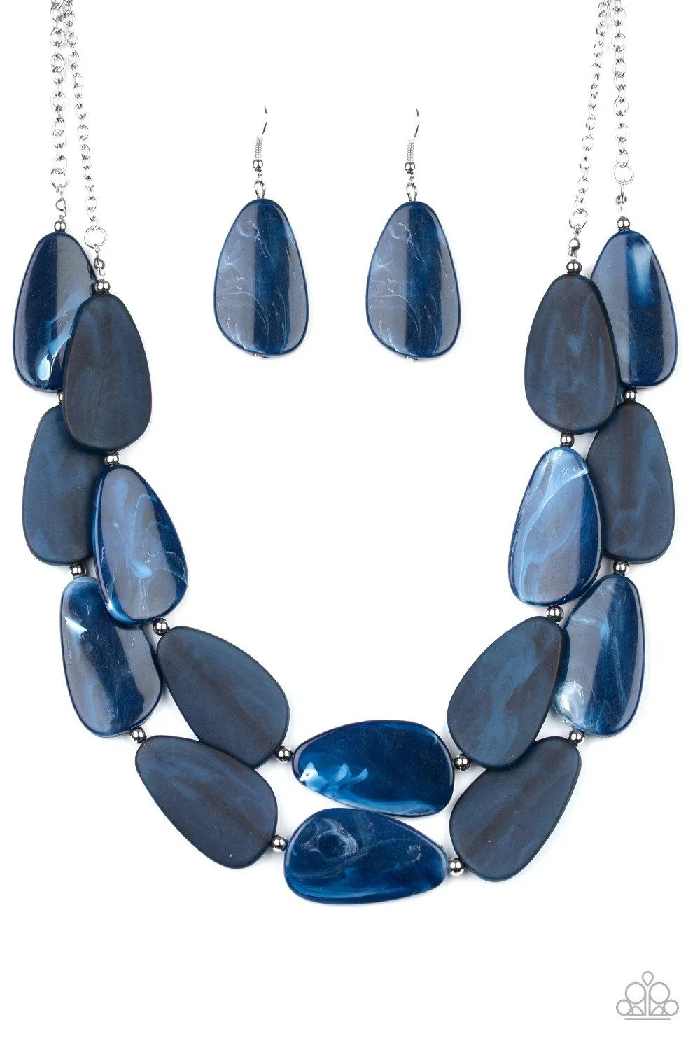 Colorfully Calming Blue Faux-Marble Necklace - Paparazzi Accessories