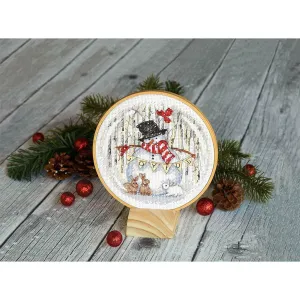 Counted Cross Stitch Kit 6in Joyful Snowglobe (14 Count)