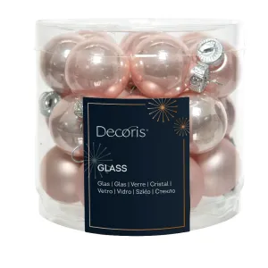 Decoris Pack of 24 2.5cm Blush Pink Mini Glass Baubles