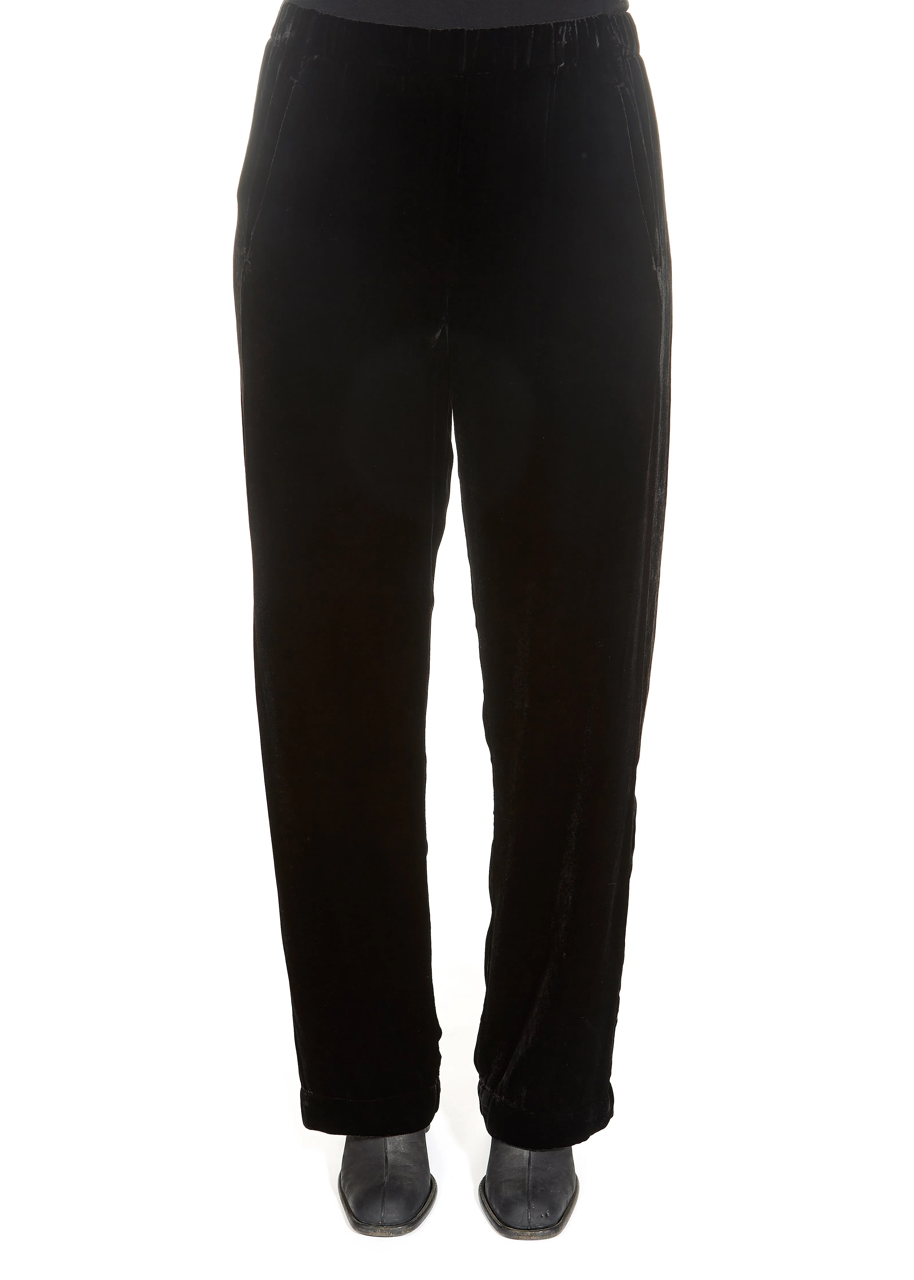 'Dennie' Black Silk Velvet Trousers