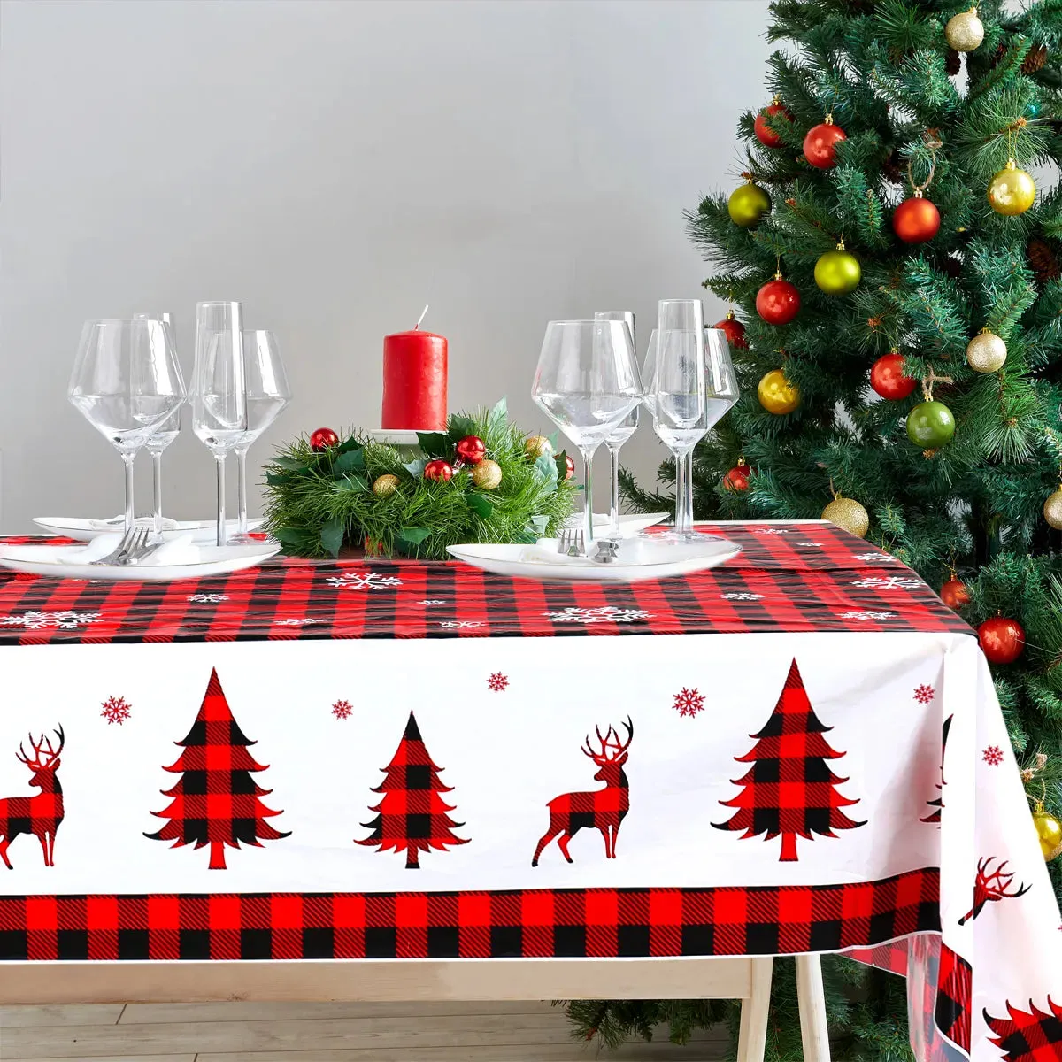 Disposable Merry Christmas PVC Tablecloth Christmas Decor for Home 2023 Xmas Navidad Noel Gifts New Year's Eve Decorations 2024