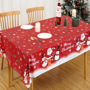 Disposable Merry Christmas PVC Tablecloth Christmas Decor for Home 2023 Xmas Navidad Noel Gifts New Year's Eve Decorations 2024