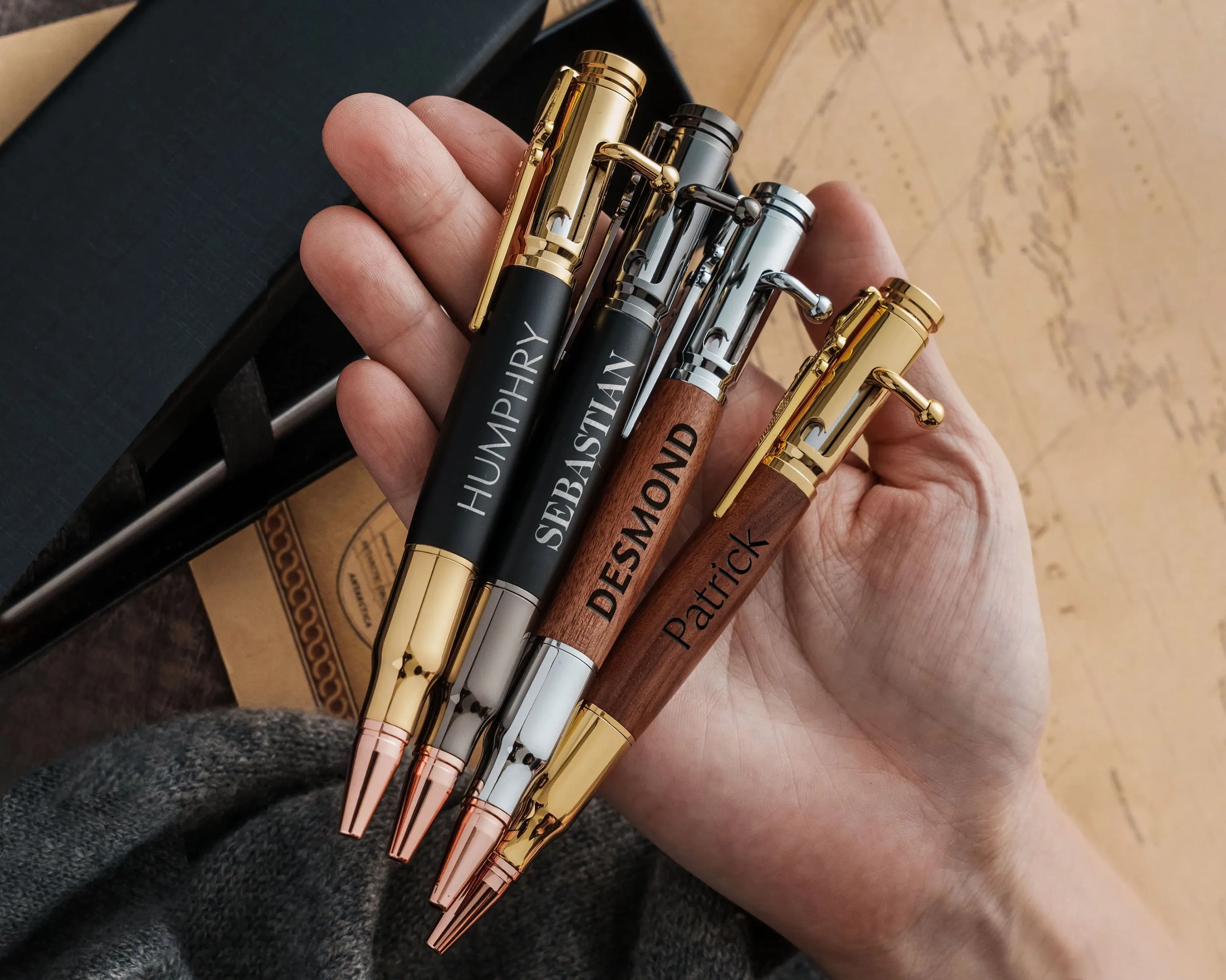 Engraved Rifle Pen Set Gift, Custom Pens, Personalized Bolt Action Pen, Personalized Wood Pen, Dad Christmas Gift Ideas, Gift for Groomsmen