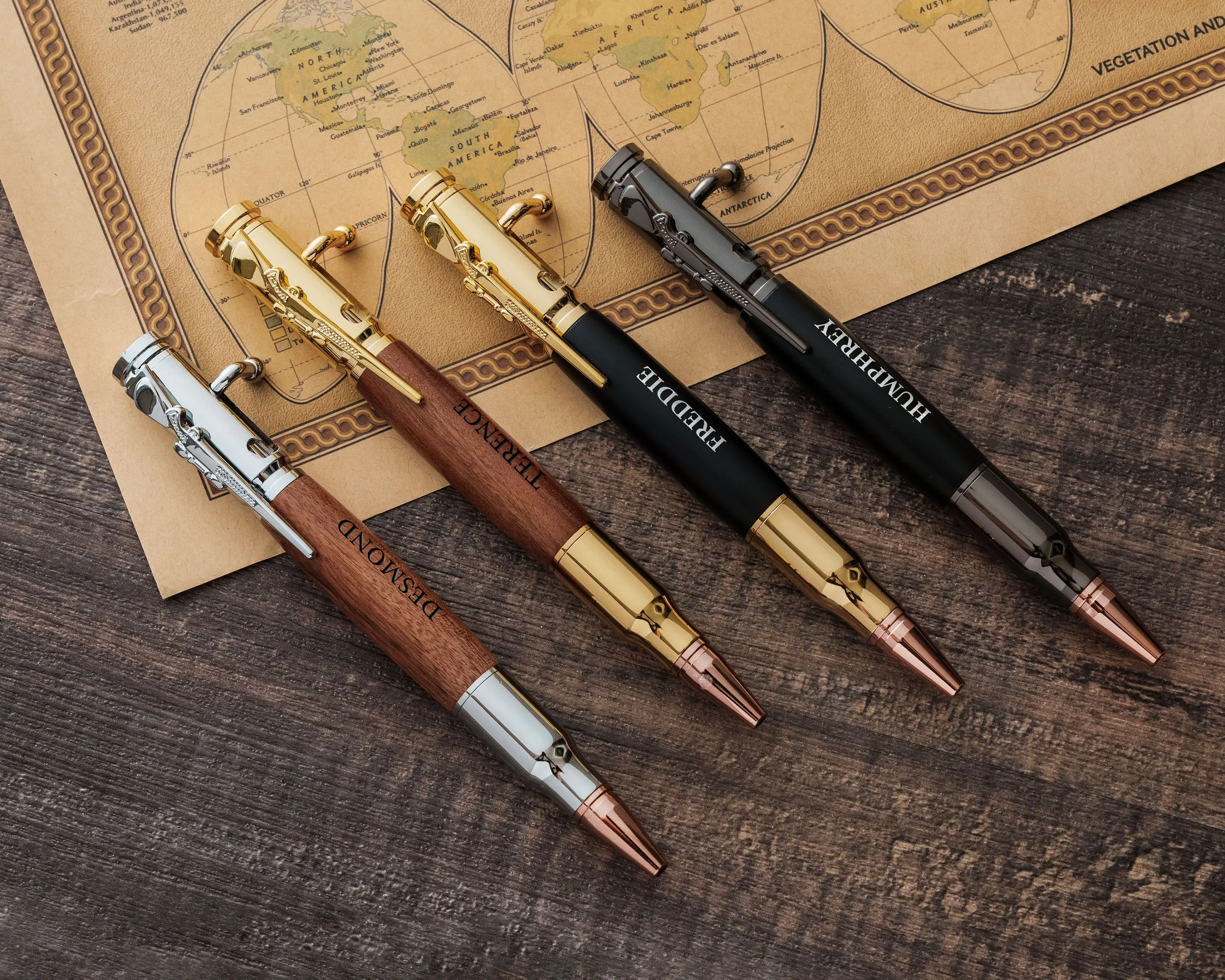 Engraved Rifle Pen Set Gift, Custom Pens, Personalized Bolt Action Pen, Personalized Wood Pen, Dad Christmas Gift Ideas, Gift for Groomsmen