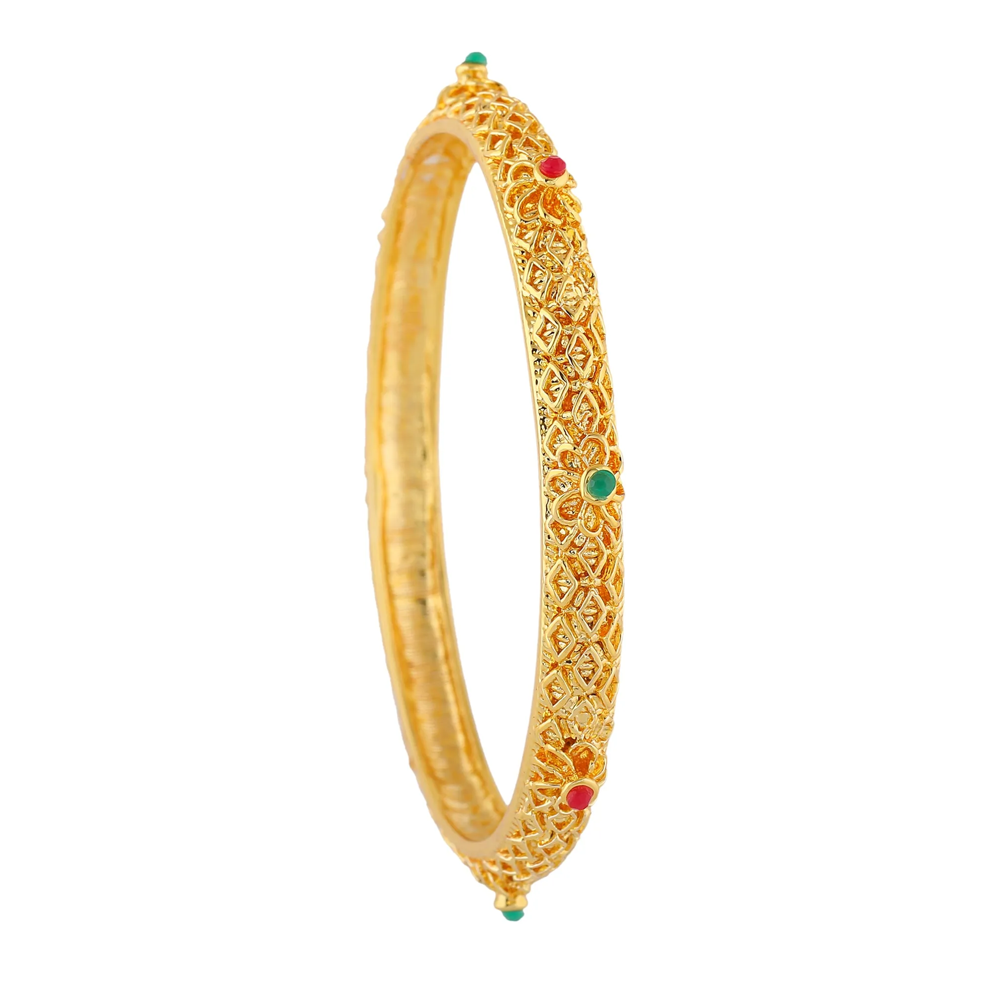 Estele Gold Plated Astonishing Bangle with Colored Stones for Women