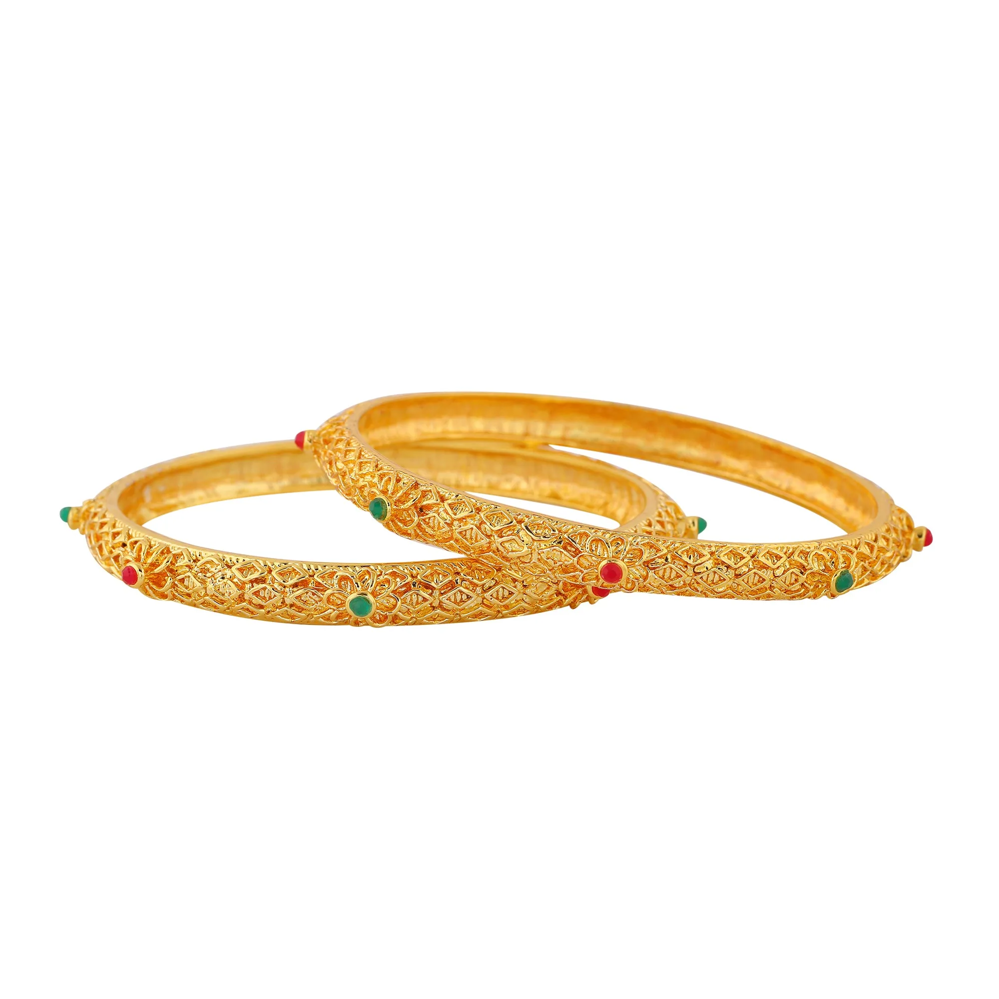 Estele Gold Plated Astonishing Bangle with Colored Stones for Women