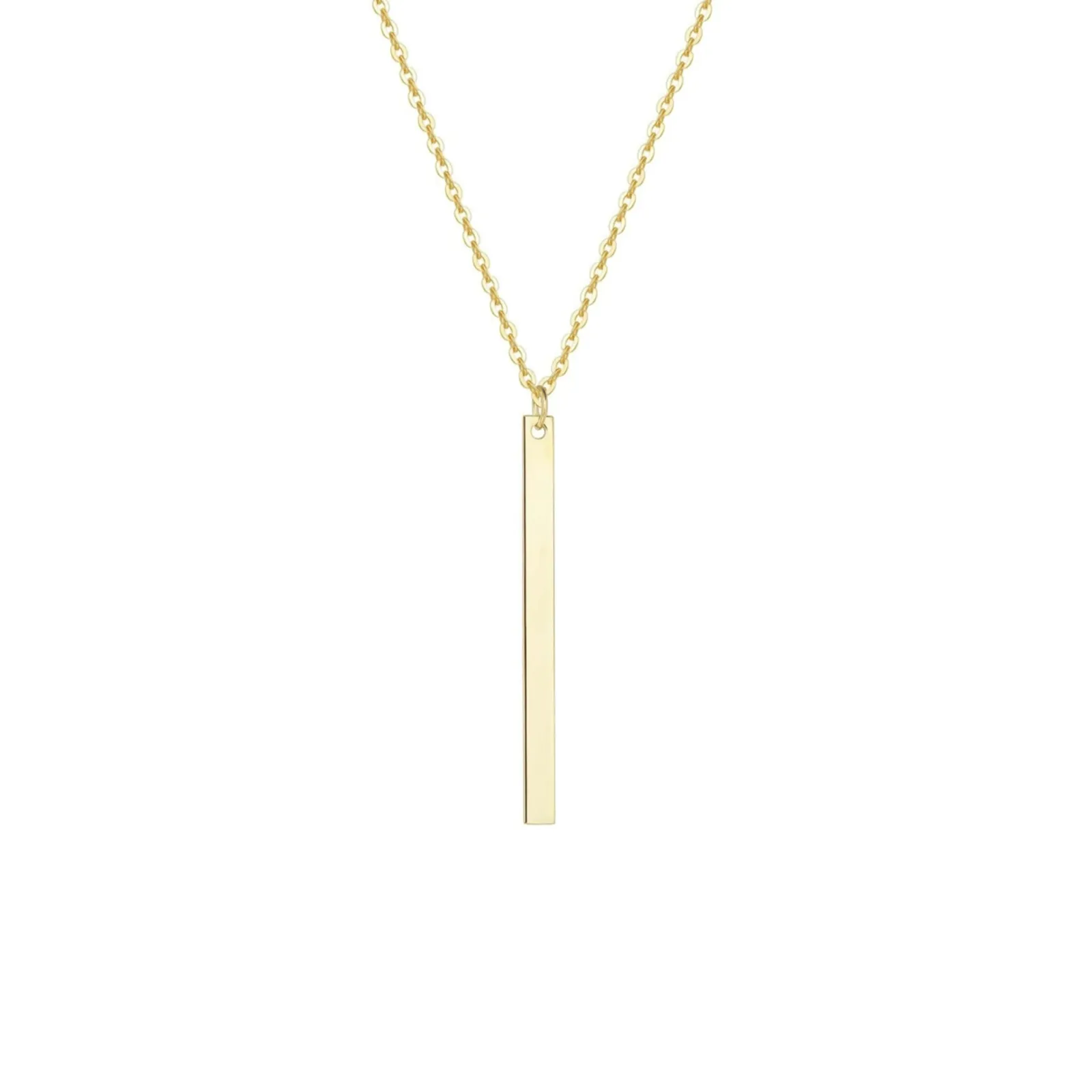 FANCIME Minimalist Bar Vertical Drop 14K Yellow Gold Necklace