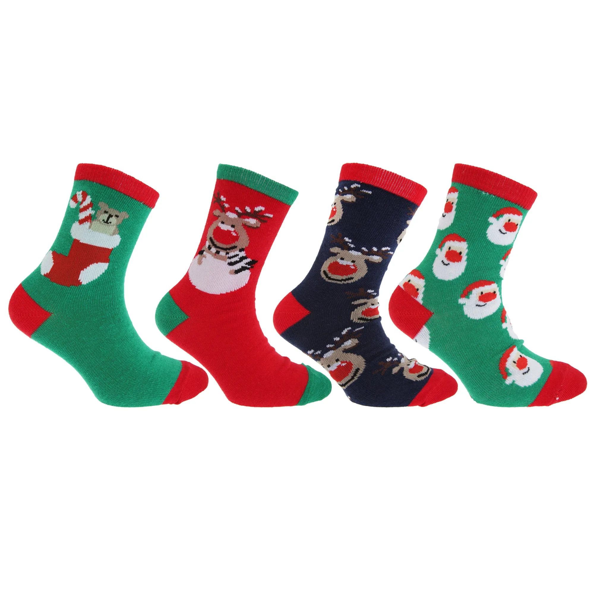 FLOSO Childrens/Kids Christmas Character Novelty Socks (Pack Of 4)