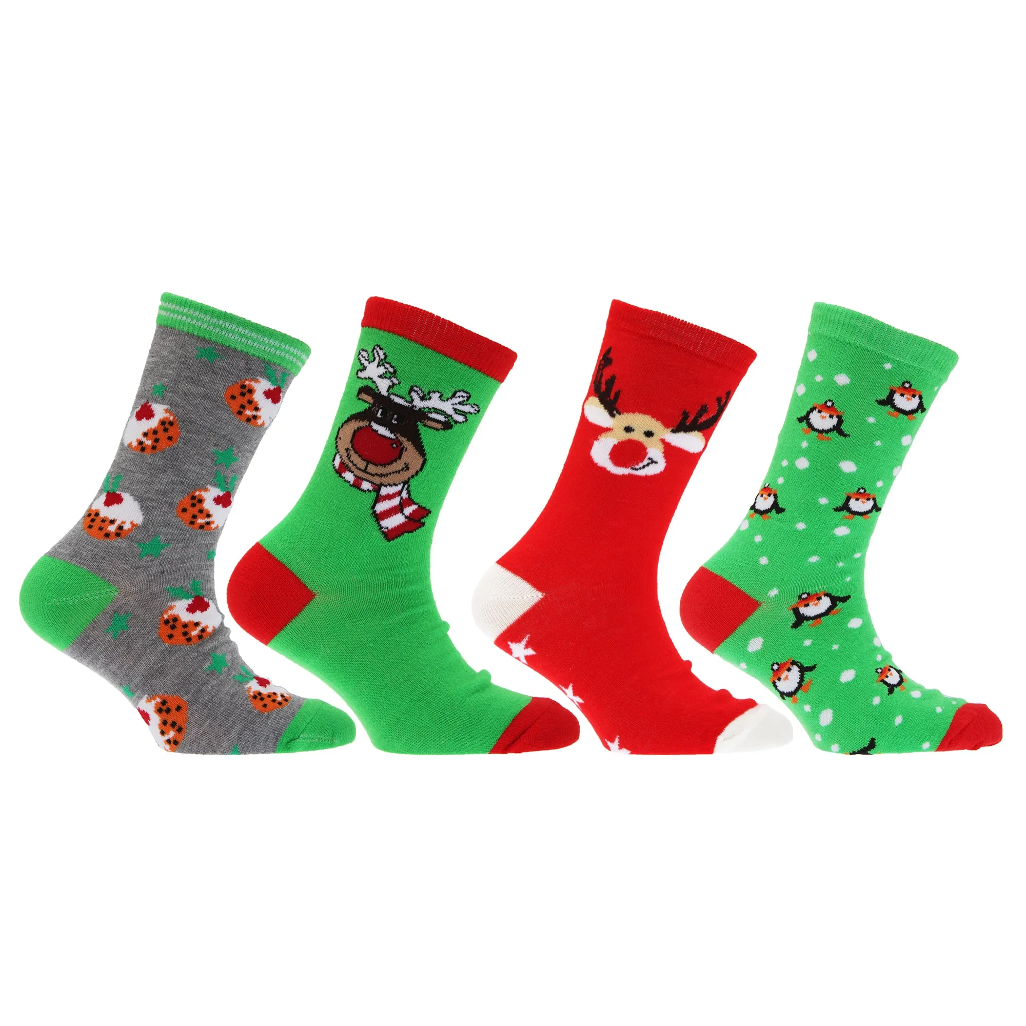 FLOSO Childrens/Kids Christmas Character Novelty Socks (Pack Of 4)