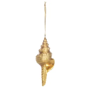 Gold Lightning Whelk Shell Ornament