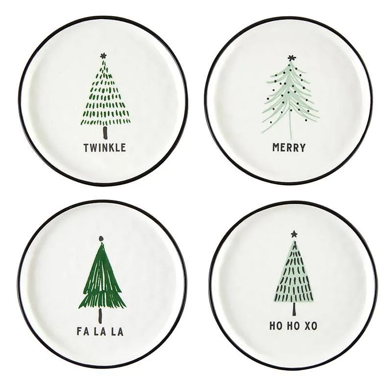 Green Trees Holiday Dishes, Set of Four