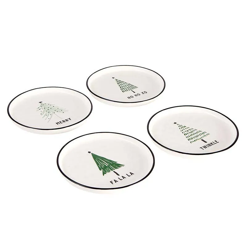 Green Trees Holiday Dishes, Set of Four