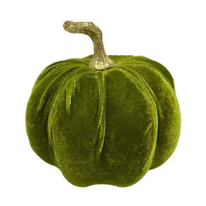 Green Velvet Pumpkin Decoration - 17cm