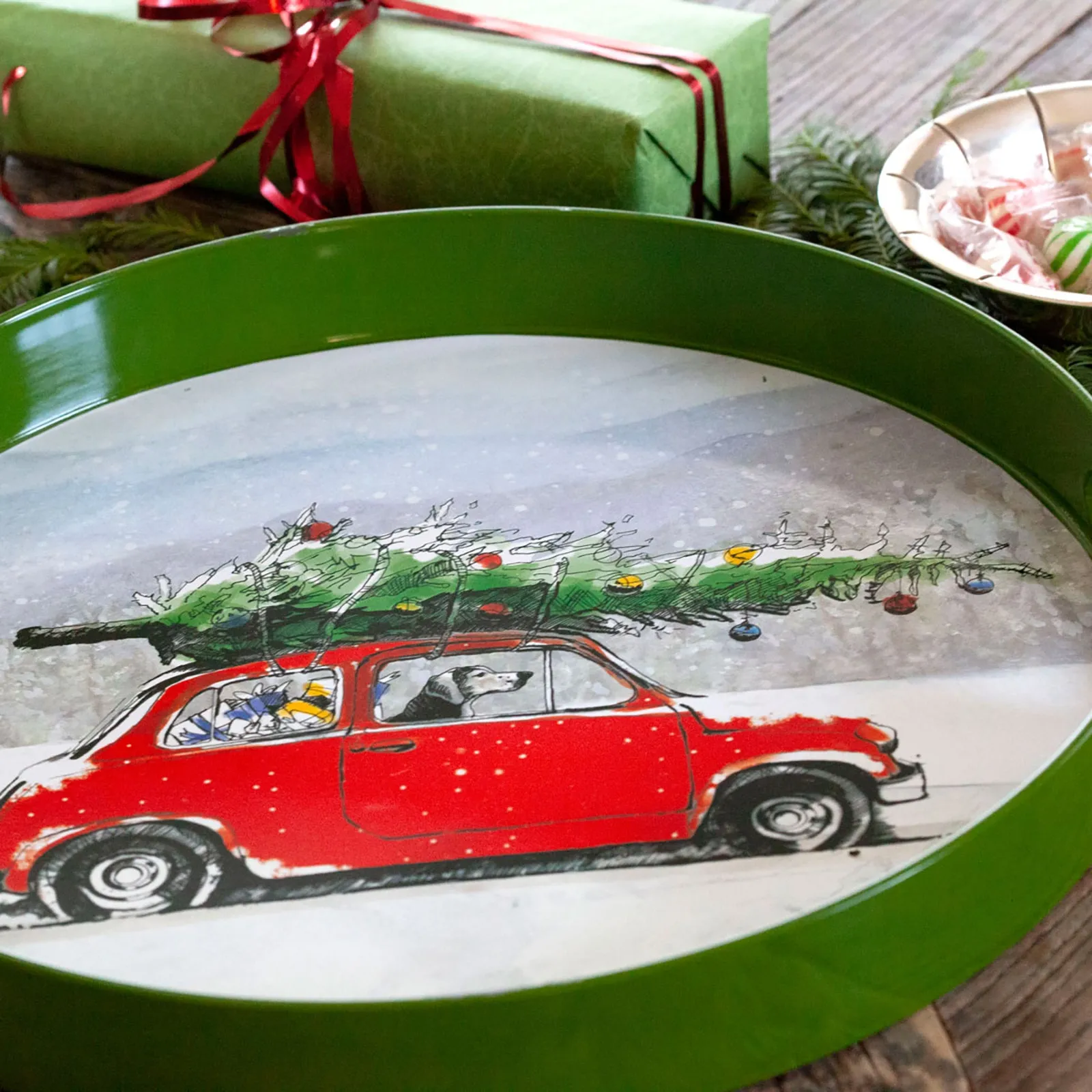 Holiday Hound 15 Round Tray