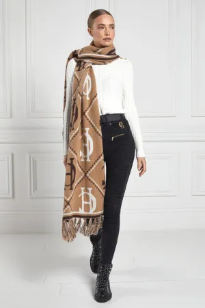 Holland Cooper Monogram Scarf in Camel