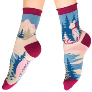 Mouse on Skis Ankle Socks by Powder UK